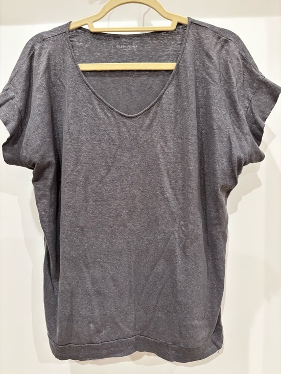 Eileen Fisher Tops - Eileen Fisher Charcoal Gray Scoop Neck Short Sleeve Top